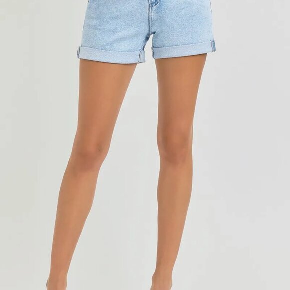 RISEN Full Size‎ High Rise Belted Roll Up Shorts Plus Size - Picture 2 of 8